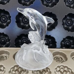 Cristal D’arques Vintage Dolphin Figurine Clear Crystal Statuette 6 Inch